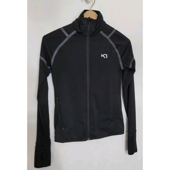 Kari Traa Jackets & Blazers - Kari Traa Black Long Sleeve Full Zip Logo Fleece Track Jacket Size XS